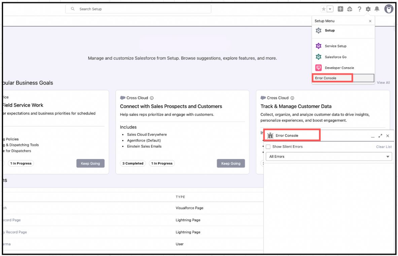 Error Console in Lightning Experience